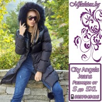 Дълго дамско яке City Angels Jeans, Черно, 6834